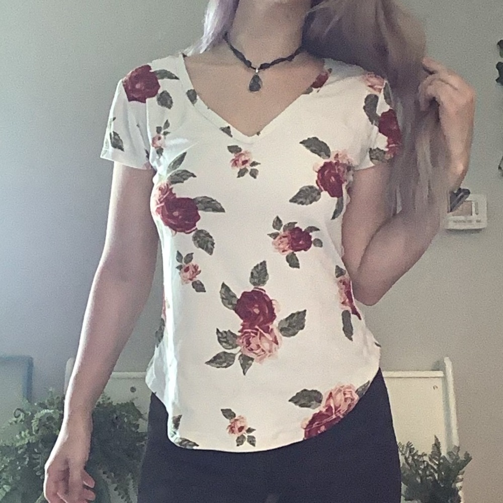 Floral V Neck Top